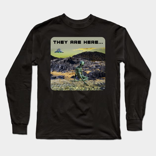 UFO's and Aliens - They are here... Long Sleeve T-Shirt by The Black Panther